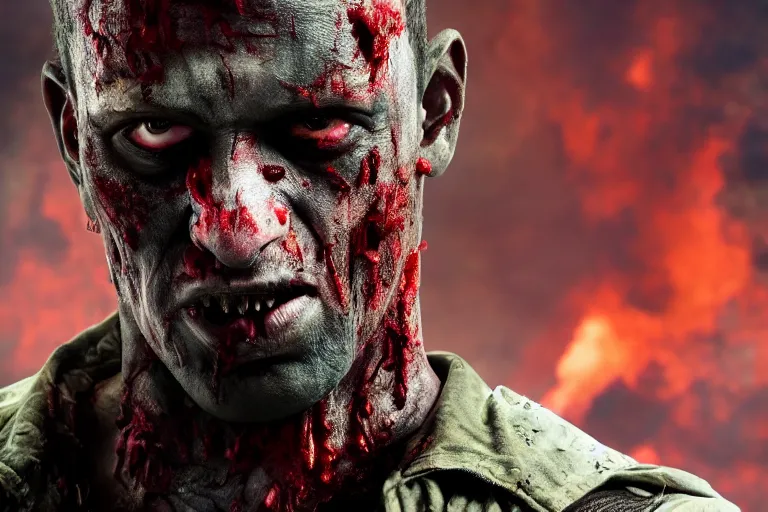 Image similar to film still of zombie zombie Sam Wilson in new avengers movie, 4k