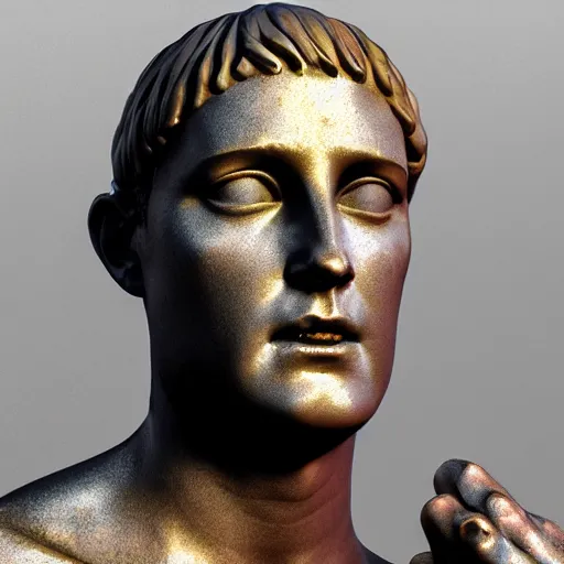 Image similar to The statue of david with a neon ring around the head, in a synthwave, 3d render, 3d art, octane render, highly detailed, artstation