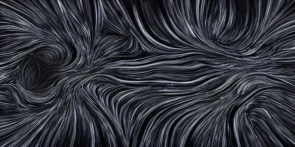Image similar to Freeform ferrofluids, beautiful dark chaos, swirling black frequency, wide angle, super highly detailed, professional digital painting, artstation, concept art, smooth, sharp focus, no blur, no dof, extreme illustration, Unreal Engine 5, Photorealism, HD quality, 8k resolution, cinema 4d, 3D, beautiful, cinematic, art by artgerm and greg rutkowski and alphonse mucha and loish and WLOP
