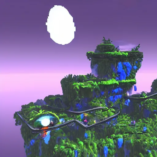 Prompt: 3 d metroidvania styled scifi island in a storm