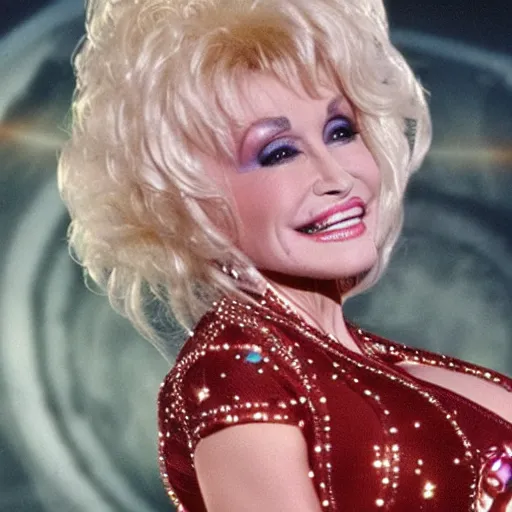 Prompt: Dolly Parton on an episode of Deep Space Nine