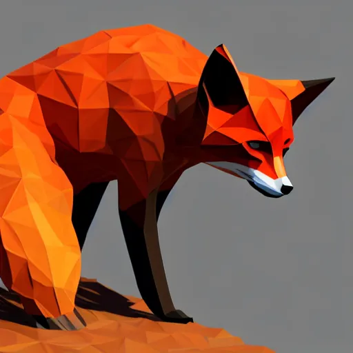 Image similar to super detailed lowpoly fox standing on hyper detailed lowpoly autumn leaves