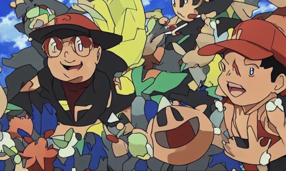 Prompt: Danny DeVito as a pokemon trainer, anime, manga