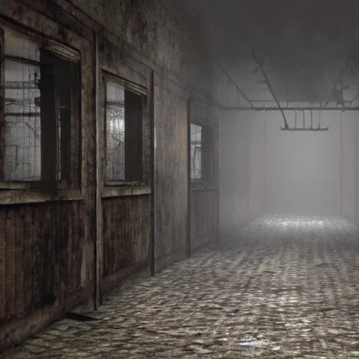 Prompt: Silent Hill 3 game screenshot, concept art