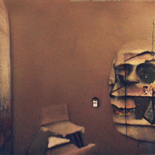 Image similar to 3 5 mm color photography, glitch, joel - peter witkin, beksinski, and stephen gammell, video still of apartment block