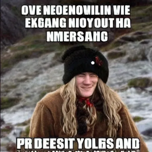 Prompt: a humilating meme about norwegian culture