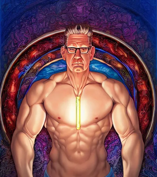 Prompt: symmetry, hank hill wearing a white tshirt, the god of propane, blue fire, art by mike judge, art by josephine wall, art by huang guangjian, art by viktoria gavrilenko, art by amanda sage, dramatic lighting, trending on artstation