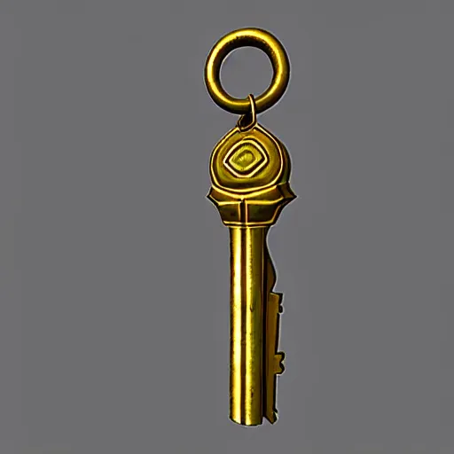 Prompt: a metal key for the doors, rpg game inventory item, low poly 3d style, mystical