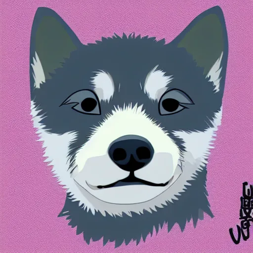 Image similar to husky puppy animated in ghibli style