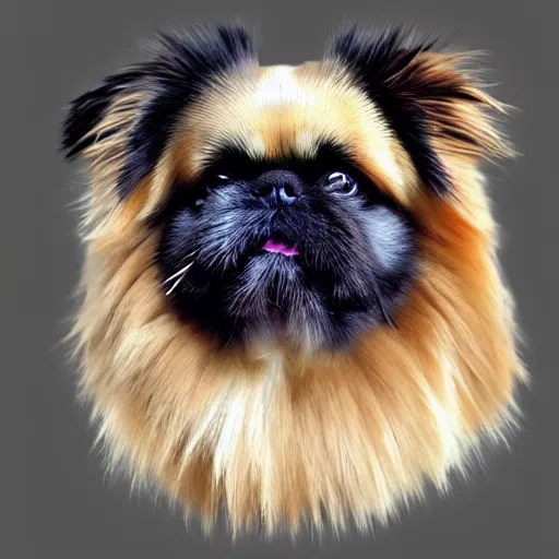 Image similar to A samurai pekingese dog, digital art, 8k, trending