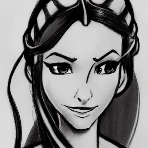 Image similar to milt kahl sketch of victoria justice with tendrils hair style as princess padme from star wars episode 3