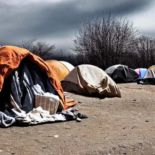 Image similar to homeless person luxury encampment