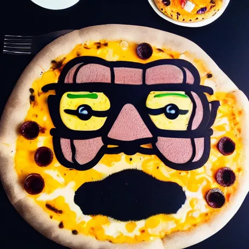 Prompt: a photo of a walter white face in a insect pizza, food photo, professional food photo, iphone, 4 k