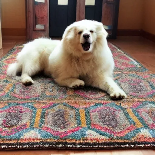 Prompt: photo of an amalgamation of a carpet and a cute dog