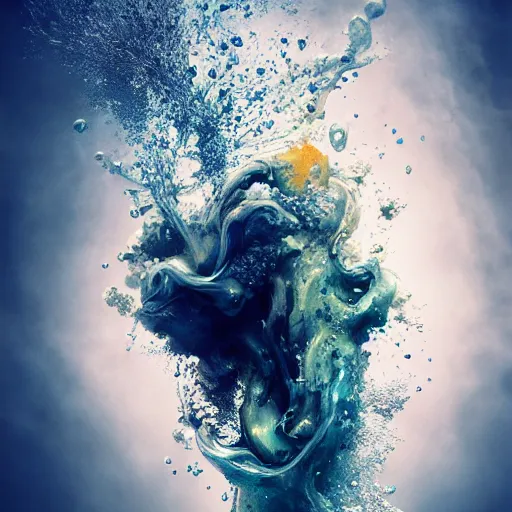 Image similar to underwater ink, liquified, highly detailed, photorealism, digital art, 3 d object, octane rendering, unreal engine, by alberto seveso