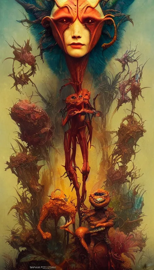 Image similar to exquisite imaginative friendly weird creature poster art humanoid colourful movie art by : : weta studio tom bagshaw james jean frank frazetta