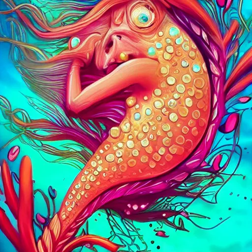 Prompt: coral underwater colorful, fantasy, intricate, highly detailed, little fish and sea life digital painting, hd, trending on artstation, illustration, fine lines, sharp edges, colourful, attractive woman, swimming,