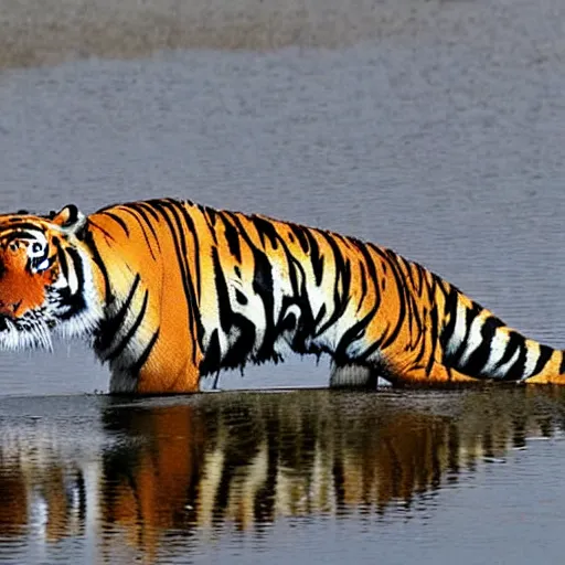 Image similar to a hybrid between a crocodile and tiger