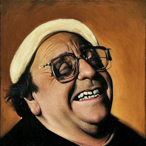 Image similar to a portrait of danny devito in the style of caravaggio