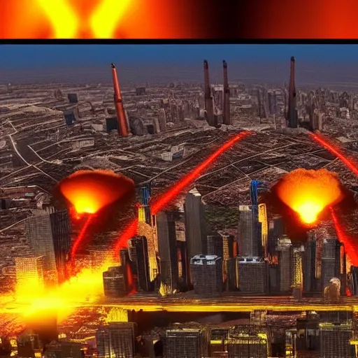 Image similar to nuclear explosion in city, 4 k