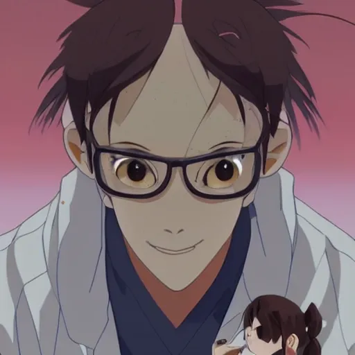 Image similar to a scientist monkey wearing a lab coat, illustration concept art anime key visual trending pixiv fanbox by wlop and greg rutkowski and makoto shinkai and studio ghibli and kyoto animation symmetrical facial features