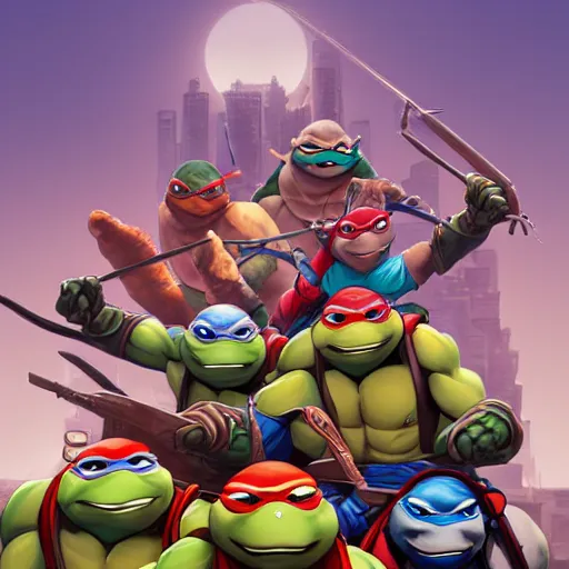 Image similar to hero world teenage mutant ninja turtles, behance hd by jesper ejsing, by rhads, makoto shinkai and lois van baarle, ilya kuvshinov, rossdraws global illumination