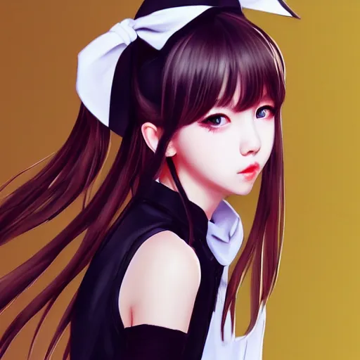 Image similar to realistic detailed semirealism beautiful gorgeous cute Blackpink Lalisa Manoban wearing school uniform, black hair black cat ears, black leather choker, proportional body, WLOP, Aztodio, Taejune Kim, sakimichan, ArtGerm, Pixiv, Instagram, Artstation