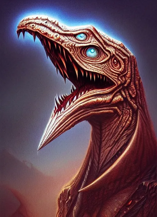 Image similar to anthropomorphic triangle head in opal edgy darkiron terror bird, intricate, elegant, highly detailed animal monster, digital painting, artstation, concept art, smooth, sharp focus, illustration, art by artgerm, bob eggleton, michael whelan, stephen hickman, richard corben, wayne barlowe 8 k