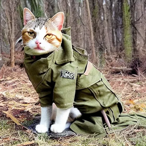 Image similar to cat using army clothes