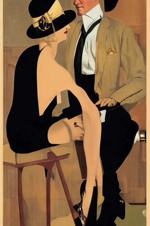 Image similar to a oil painting depicting a Jazz Age high society figure, 1920s style, smooth, highly detailed, high contrast, Coles Phillips, Dean Cornwell, JC Leyendecker, 8K