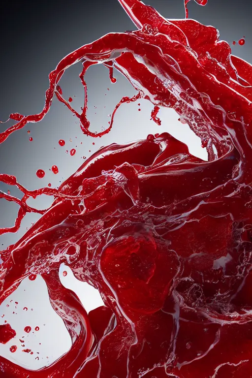 Image similar to swirling organic liquids mixing together, extremly detailed, organism, veins, red and white, intrinsec details, dramatic light, octane render, realistic