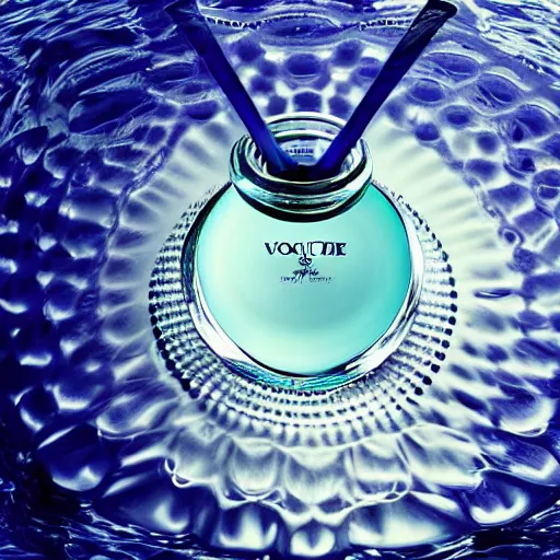 Image similar to centered clear clean perfume sitting in clear, rippling rose - water with floating strawberries on a bright sunny day, blue cloudy skies, crisp, surreal photography, illumination lighting, sharp focus, vogue