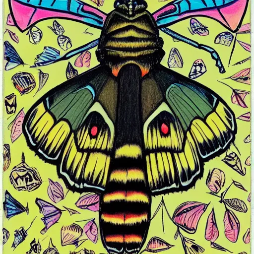 Prompt: Death's-head hawkmoth drawn by Dr. Seuss