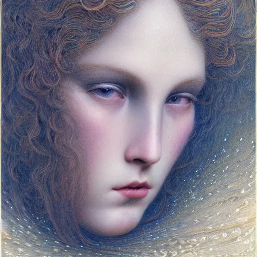 Image similar to detailed realistic pretty princess face portrait by jean delville, gustave dore and marco mazzoni, art nouveau raytracing 1 6 : 9