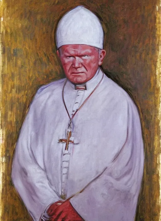 Image similar to portrait of john paul ii wearing piccolo's white turban from dragon ball z by claude monet