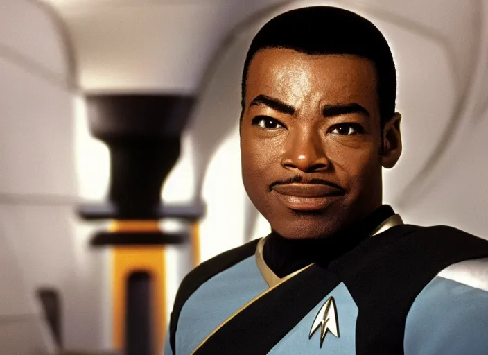 Image similar to Star Trek a photograph of Commander Geordi La Forge