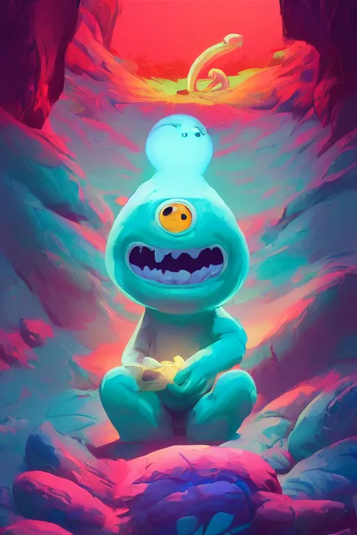 Image similar to smurf ghost creature animal sushi cristal very big eye roots cactus elemental flush of force nature micro world fluo fishscale, behance hd by jesper ejsing, by rhads, makoto shinkai and lois van baarle, ilya kuvshinov, rossdraws radiating a glowing aura global illumination ray tracing hdr