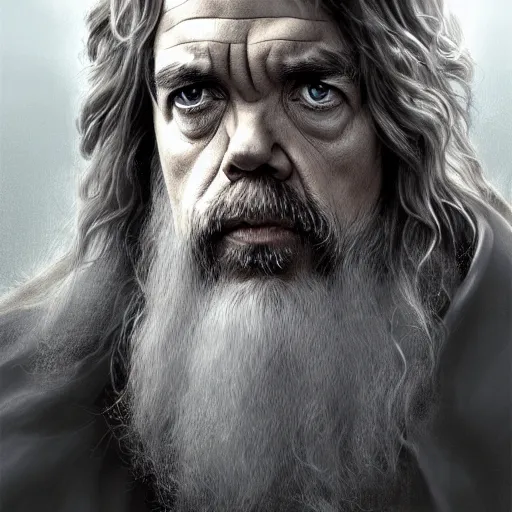 Image similar to peter dinklage as gandalf, digital painting, extremely detailed, 4 k, intricate, brush strokes, mark arian, artgerm, bastien lecouffe - deharme