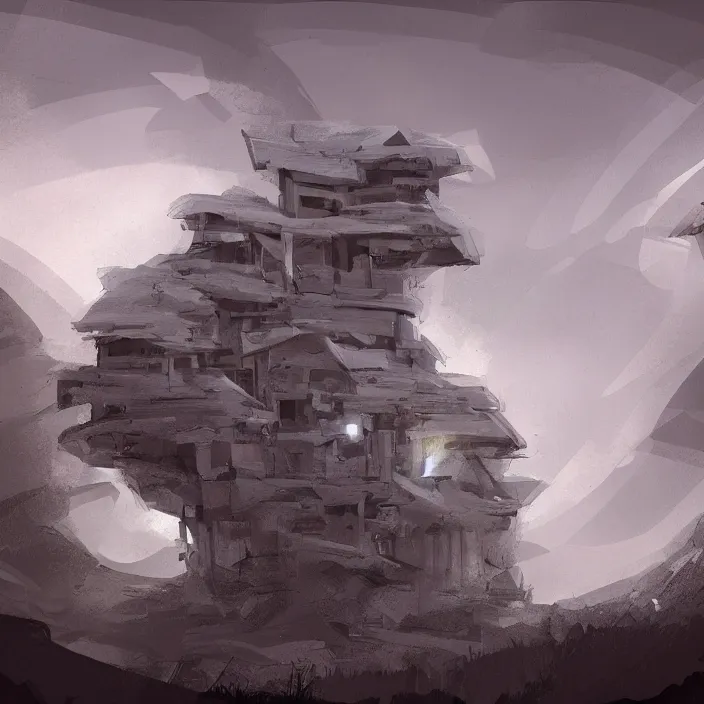 Image similar to a building in a landscape, trending on conceptartworld