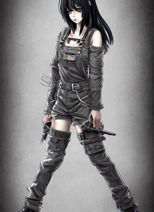 Prompt: full body pose, hd, manga anime portrait of a beautiful woman in combat boots and overalls, in ishikawa ken style detailed trending award winning on flickr artstation,