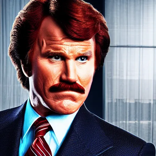 Prompt: an award winning cinematic still of Ron Burgundy, 16k hyper realistic photograph, centered, dramatic lighting