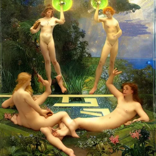 Image similar to The maze, refracted sparkles, thunderstorm, greek pool, beach and Tropical vegetation on the background major arcana sky, by paul delaroche, alphonse mucha and arnold böcklin, hyperrealistic symmetrical 8k, award-winning, very very very detailed