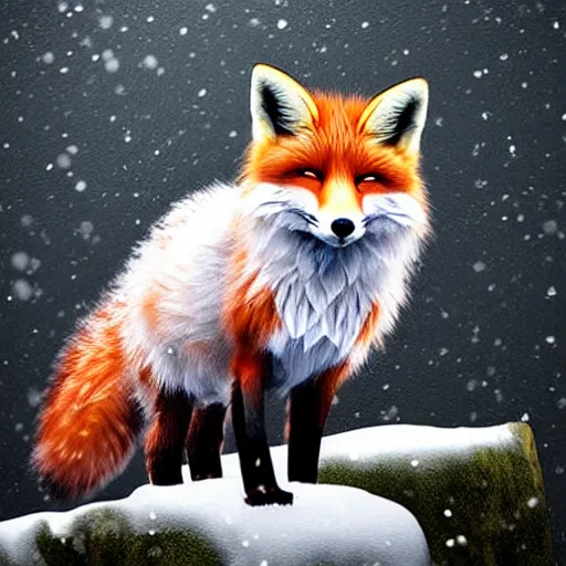 Image similar to well fluffy fox, snow, photo, photorealistic