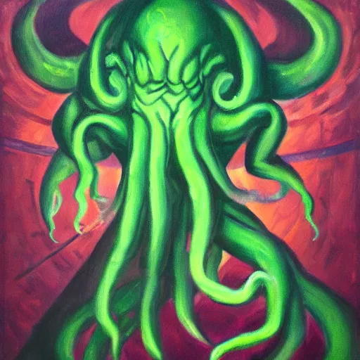 Prompt: oil painting of cthulhu playing in a casino, masterpiece