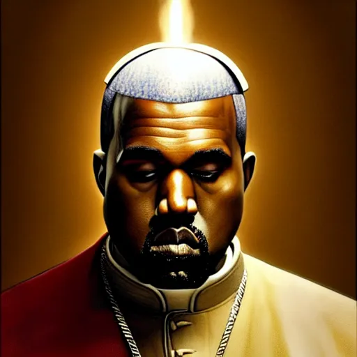 Prompt: kanye west as the pope, ultra realistic, concept art, intricate details, highly detailed by greg rutkowski, gaston bussiere, craig mullins, simon bisley