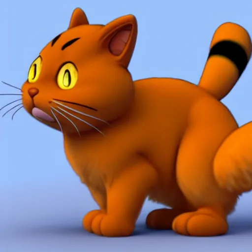 Image similar to garfield the cat as a pokemon, cgi