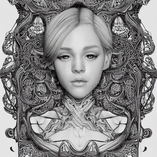 Image similar to a portrait of an incredibly beautiful, graceful, elegant, and sophisticated young blonde girl made of garlic, an ultrafine detailed illustration by james jean, intricate linework, bright colors, final fantasy, behance contest winner, vanitas, angular, altermodern, unreal engine 5 highly rendered, global illumination, radiant light, detailed and intricate environment