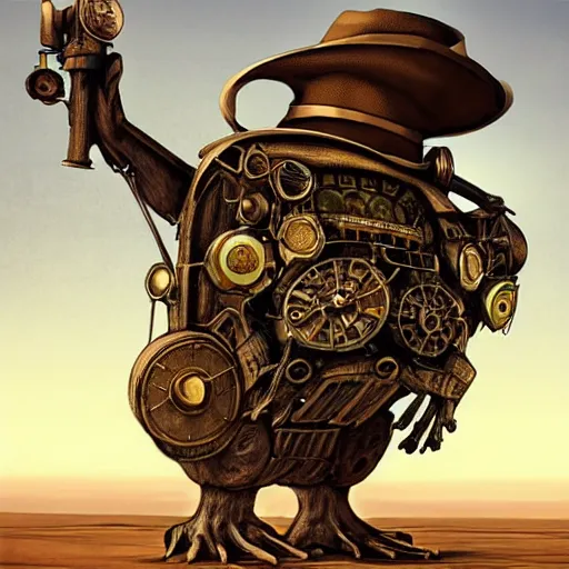 Image similar to giant steampunk mechanical frog, concept art, wild west, desert, digital art