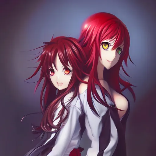 Image similar to anime portrait of Rias Gremory and Mio Naruse as an anime girl by Stanley Artgerm Lau, WLOP, Rossdraws, James Jean, Andrei Riabovitchev, Marc Simonetti, and Sakimichan, trending on artstation