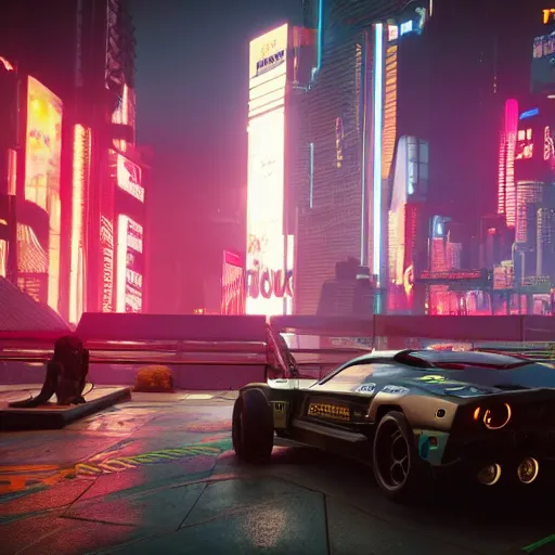 Prompt: Cyberpunk 2077 with two more years of development time, in-game screenshot